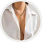 Cicod Silver Y Necklace - Dainty Silver Beaded Drop Necklaces for Women - Prom, Wedding, Bridal, Bridesmaid Jewelry