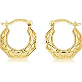 Gold Butterfly Textured Huggie Hoop Earrings for Women | 10K or 14K Yellow Gold