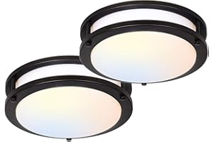 hykolity 13 inch Flush Mount LED Ceiling Light Fixture, 2700K/3000K/3500K/4000K/5000K Adjustable Ceiling Lights, Oil Rubbed Bronze Saturn Dimmable Lighting for Bathroom Kitchen, ETL Listed - 2 Pack
