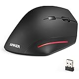 Wireless Mouse, Anker Ergonomic USB 2.4G Wireless Vertical Mouse with 3 Adjustable DPI Levels 800 / 1200 / 1600 and Side Controls - Black