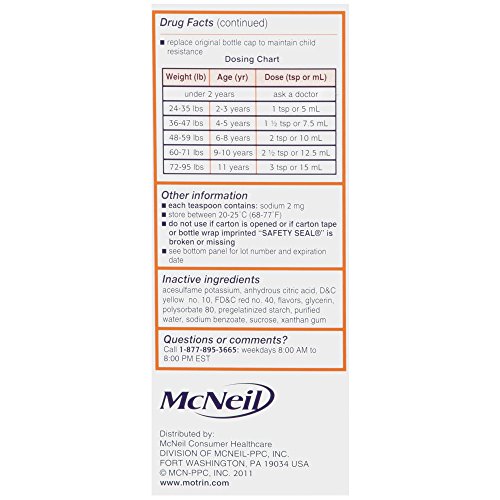 Children's Motrin Oral Suspension, Ibuprofen,Pain Relief, 4 Oz - Thumbnail 6