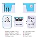Zoppen International Travel Adapter 4 USB Charging Port Smart Wall Charger, All-in-one Universal Plug (US/JP UK EU AU/CN) w/ Worldwide Outlets & AC Socket - Surge Protector, Blue / White