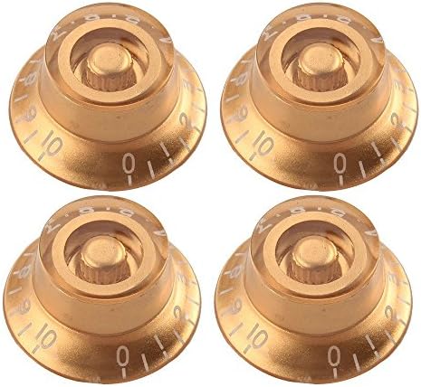 AABABUY 4pcs Gold+white Top Hat Speed Control Knobs for Electric Guitar Parts Replacement