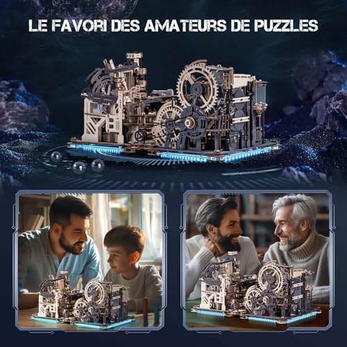 ROBOTIME LGC01+LGA01+LG01 3-in-1 3-in-1 Wooden Wooden Puzzle Model Building for Adults, LED Mechanical Model Gift Man, LGX02 (=LGC01+LGA01+LG01)