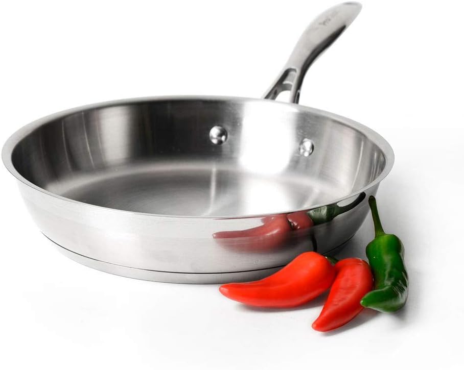 ProCook Professional Stainless Steel Uncoated Frying Pan 24cm Induction Pan with Heat