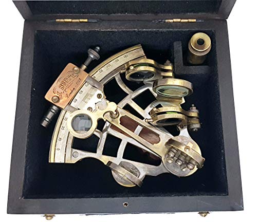Brass Nautical Sextant Large Brass Navigation Instrument Sextante Navegacion Marine Sextant in Hardwood Gift Box