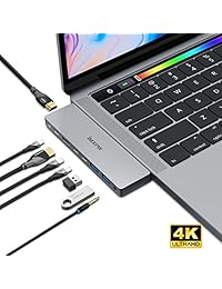 iMXPW Noncera 2 Hub USB C HDMI, adaptador multipuerto para el nuevo MBP 13 ''   15 '', adaptador Mac Pro con puerto de carga de paso, 2 puertos de datos C USB, 2 puertos USB 3.0, conector de audio de 3,5 mm 8 en 1