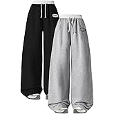 Nivne Tco 2pcs Tween Girls Pants Set Letter Embroidery Seal Details Casual Drawstring Waist Wide Leg Sweatpants