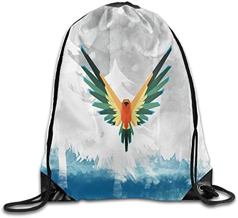 Elsaer Logan Parrot Paul unique Logo Bag,Sport Gym Sack Drawstring Backpack Bag