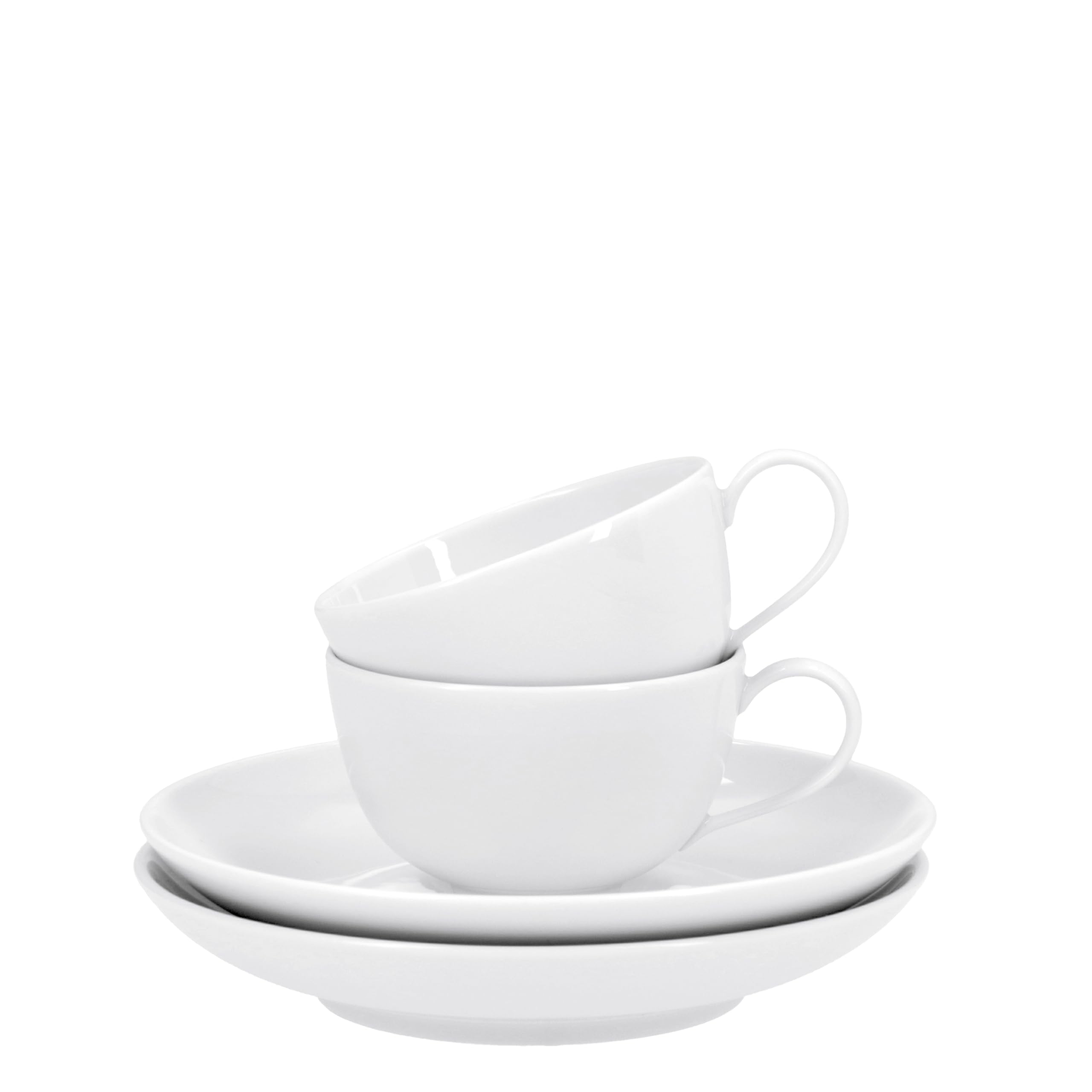 KPM Berlin Urbino Espresso Set 4 Pieces Porcelain Espresso Cups with Saucers Handmade White