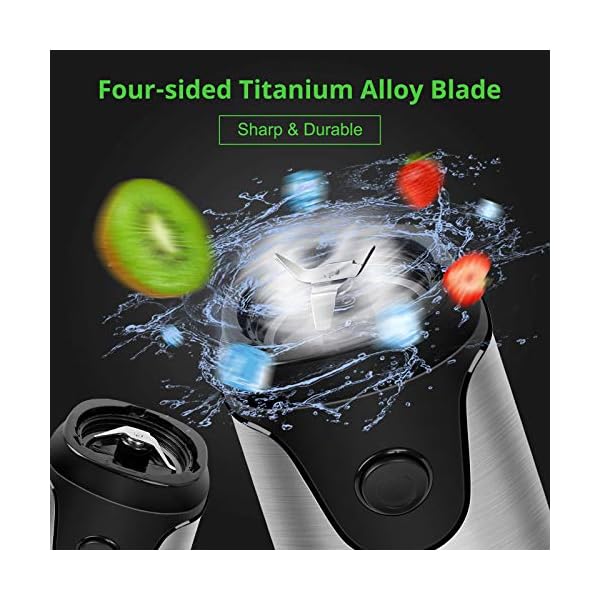 Blender, Vacpower Smoothie Blender with 2 x 600ml Travel Bottles, BPA Free, Smoothie Maker for Fruits, Shakes, Vegetable and Baby Food, 25,000rpm