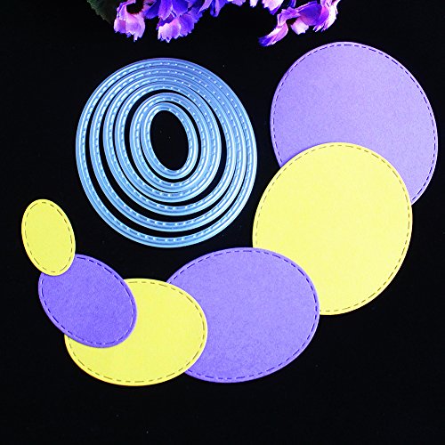 Taloyer 6pcs Metal Cutting Dies Creative Oval Stencil Embossing Template Moulds for DIY Scrapbooking Album Paper Card Making Craft Decor - Thumbnail 4