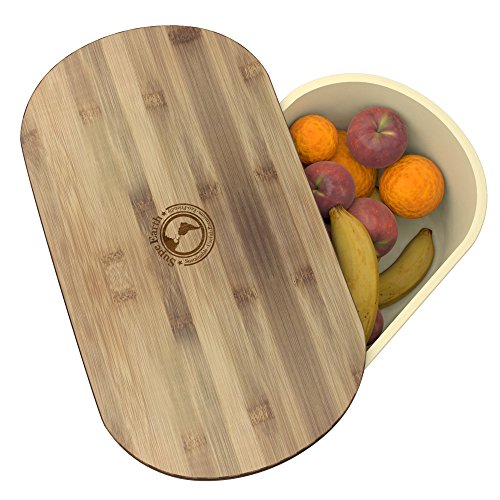 Bread Box Storage Basket | Container Bin with Bonus Bamboo Cutting Board Lid | Eco Friendly, Dishwasher Safe Breadbox for Fresh, Organized Food - Thumbnail 2