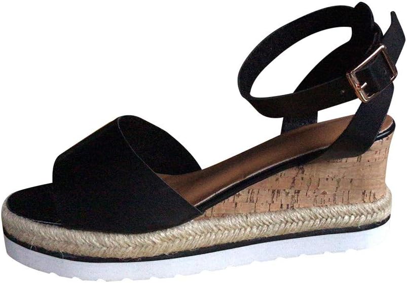 UOWEG Women's Retro Open Toe Breathable Ankle Platform Wedges Shoes Women Roman Sandals