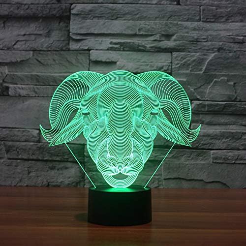 LED Creative Sheep Ram Modelling Gift 3D Home Decor Vision Goat Desk Lamp Lampara USB 7 Colorful Change Baby Sleep Night Light