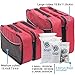 Bago Packing Cubes for Suitcases - 7Pcs Luggage & Suitcase Organiser Bags Set - Compression Packing Cubes for Travel Accessories Essentials - 4 Cubes plus 3 Sealed ZipBags (Red), Red, 4pcs Set