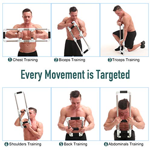 GoFitness Push Down Bar Machine - Chest Expander at Home Workout Equipment - Portable Spring Resistance Exercise Gym Kit for Home, Travel or Outdoors