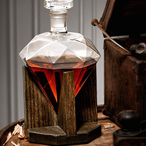 Whiskey Decanter - Newlywed Gift Diamond Decanters for Alcohol, Rum, Bourbon, Scotch, Wine Decanter – Diamond 10 Year Anniversary Present or Groomsmen Gifts – 1000ml Liquor (Prestige Decanters) - Image 5