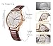 SONGDU Mens Day Date Dress Watch with Roman Numeral Rose Gold Tone and Brown Leather Strap
