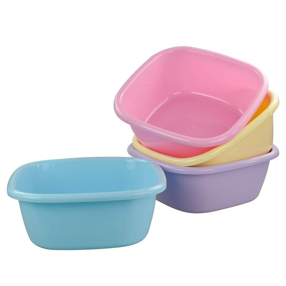 Gitany Washing Basin Bowl, Plastic Wash Bowls, Square, Pack of 4 Color Bowls
