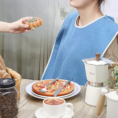 Mecmbj Adult Bibs, 2 Pieces Bibs for Elderly, Adult Bibs, Washable Bibs, Reusable Apron for Men, Women, Elderly, Disabled People