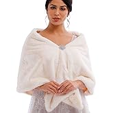 Jerany Faux Fur Shawls for Wedding Women Faux Fur Shawl Wraps Winter Dinner Party Faux Fur Scarf for Bride and bridesmaids
