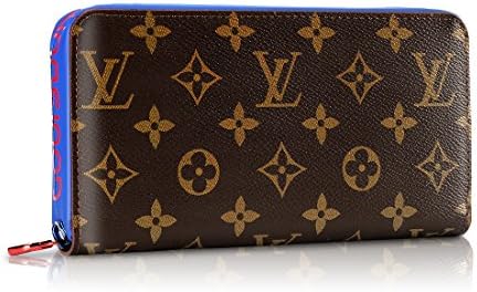 Women's Wallet Round Zippy Card Purses Clutch Contrast Color Scheme Monogram Canvas Leather Large Capacity Long Purse Multicolored (Brown)