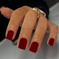 Matte Red Press on Nails Short Square, Natural