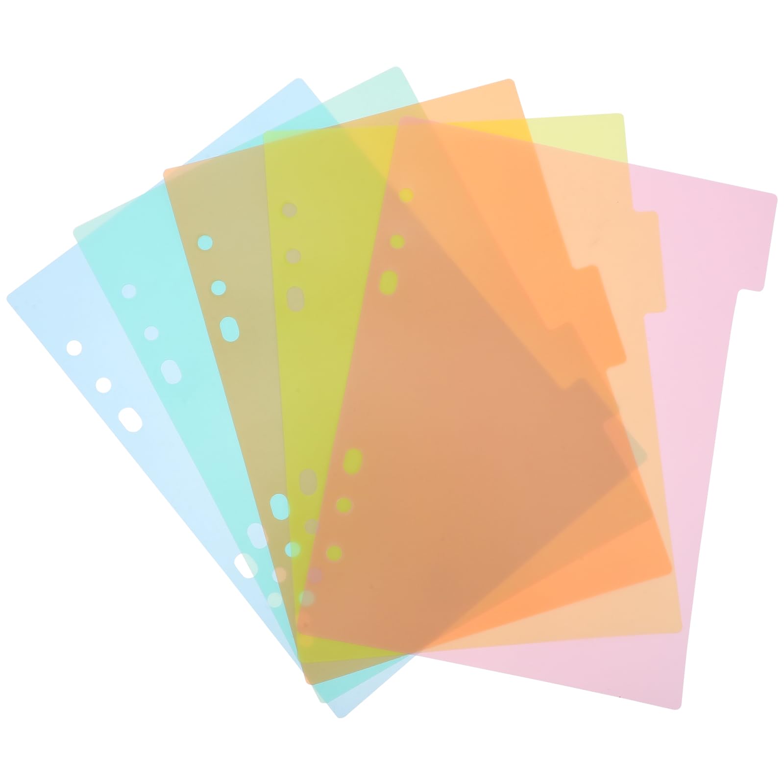 Cabilock A5 Plastic Dividers 10 Pieces 6 Hole Colourful Classification Tabs for Ring Binders with Transparent Sheets for School Office Document Organisation