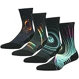 HUSO Unisex Fashion Digital Printing Sports Crew Hiking Socks 3, 4, 7 Pairs