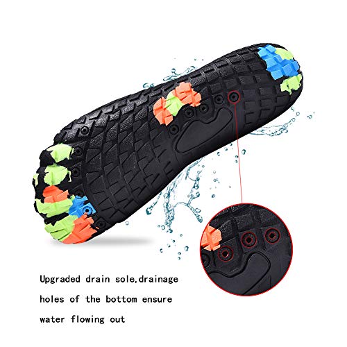 Water Shoes Barefoot Quick-Dry Aqua Yoga Socks Slip-on for Men Women Black 13 M US Women/12 M US Men