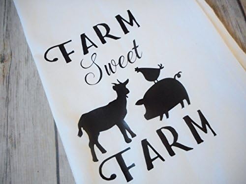 Farm Sweet Farm Kitchen Tea Towels, Farmhouse Decorative Flour Sack Towels, 28"x28"