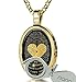 Love Necklace with I Love You inscribed in 120 languages in Miniature Text of Pure Gold on a Romantic Onyx Pendant for Women, 18