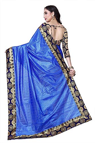 dreamlady womens chiffon georgette blue saree with blouse