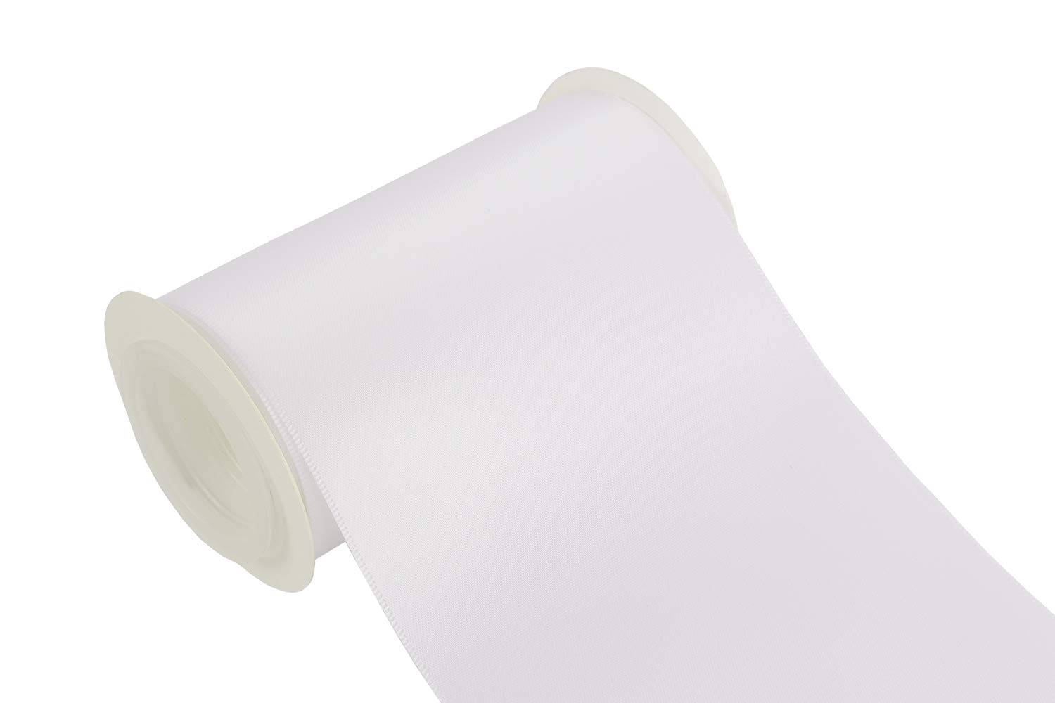 ITIsparkle 100mm Width (4") Double Faced Satin 4.5 Meters (Full Reel) Premium Quality Ribbon Ideal for Crafts/Gift Wrapping/Floristry - White
