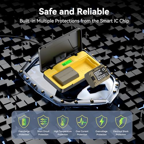ENEGON NP-FZ100 Battery (2×3000mAh) 20W Fast Charging Set for Sony FX3 FX30 ZV-E1 ZV-E10II A1 A6600 A6700 A7III A7IV A7C A7CII A7CR A7RIII A7RIV A7RV A7SIII A9 A9II, Digital Display, SD Card Slot