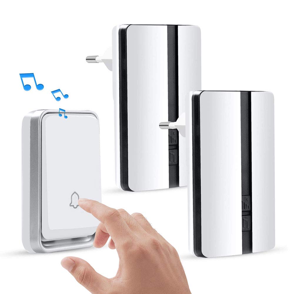 iKALULA Timbre Inalámbrico,Timbres para puerta Timbre Inalámbrico Impermeable con LED Indicador Alcance a 500 pies 4 Niveles de Volumen 51...