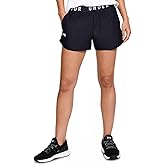 Under Armour Women's Tech Play Up Short, 3" Inseam Low Rise with Pockets, Quick Dry, Athletic Shorts for Workout, Running, and Gym, Black/White, Small