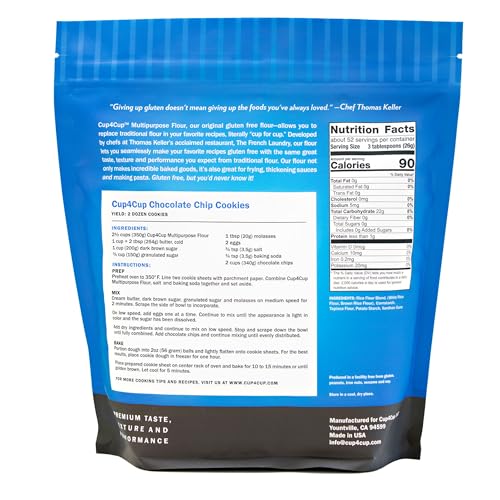 CUP4CUP MULTIPURPOSE FLOUR, 3 POUNDS, CERTIFIED GLUTEN FREE FLOUR, 1:1 ALL PURPOSE FLOUR SUBSTITUTION, NON-GMO, KOSHER, MADE IN THE USA