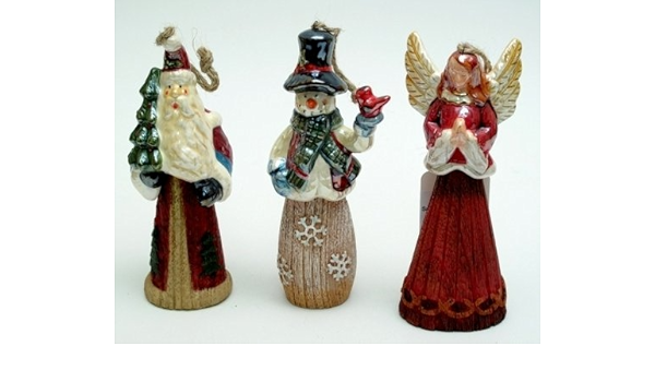 Amazon Com Christmas Statue Ornaments Santa Claus Snowman Angel Figurine Indoor Outdoor Landscaping Decorative Sculpture Home Office Tabletop Xmas Tree Decor Accents Set Of 3 Home Kitchen