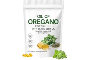 UCKBPEW Oil of Oregano 180 Softgels，Oregano Oil with Black Seed Oil，4X Strength Carvacrol & Thymoquinone，Plant Based, Organic Oregano Oil Supplement Capsules, Non-GMO & Immune Support