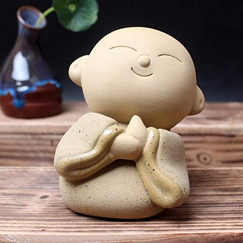 Kiartten Buddha Statue - Ceramic Monk Buddha Statues Coloured Sand Home Decor Figurines Decoration Home and Garden Handcraft Ornaments Landscape