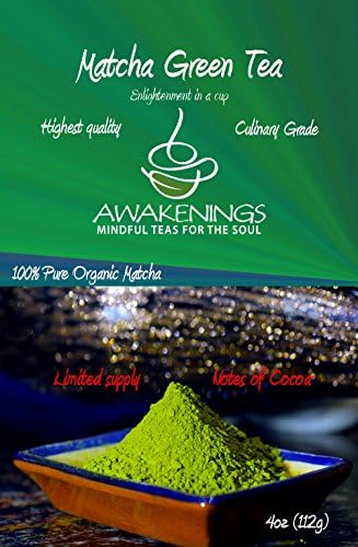 Matcha Green Tea Powder 4oz (Limited Edition - Notes of Cocoa) / USDA Certified Organic / Matcha Premium Culinary grade / Very High in Antioxidants