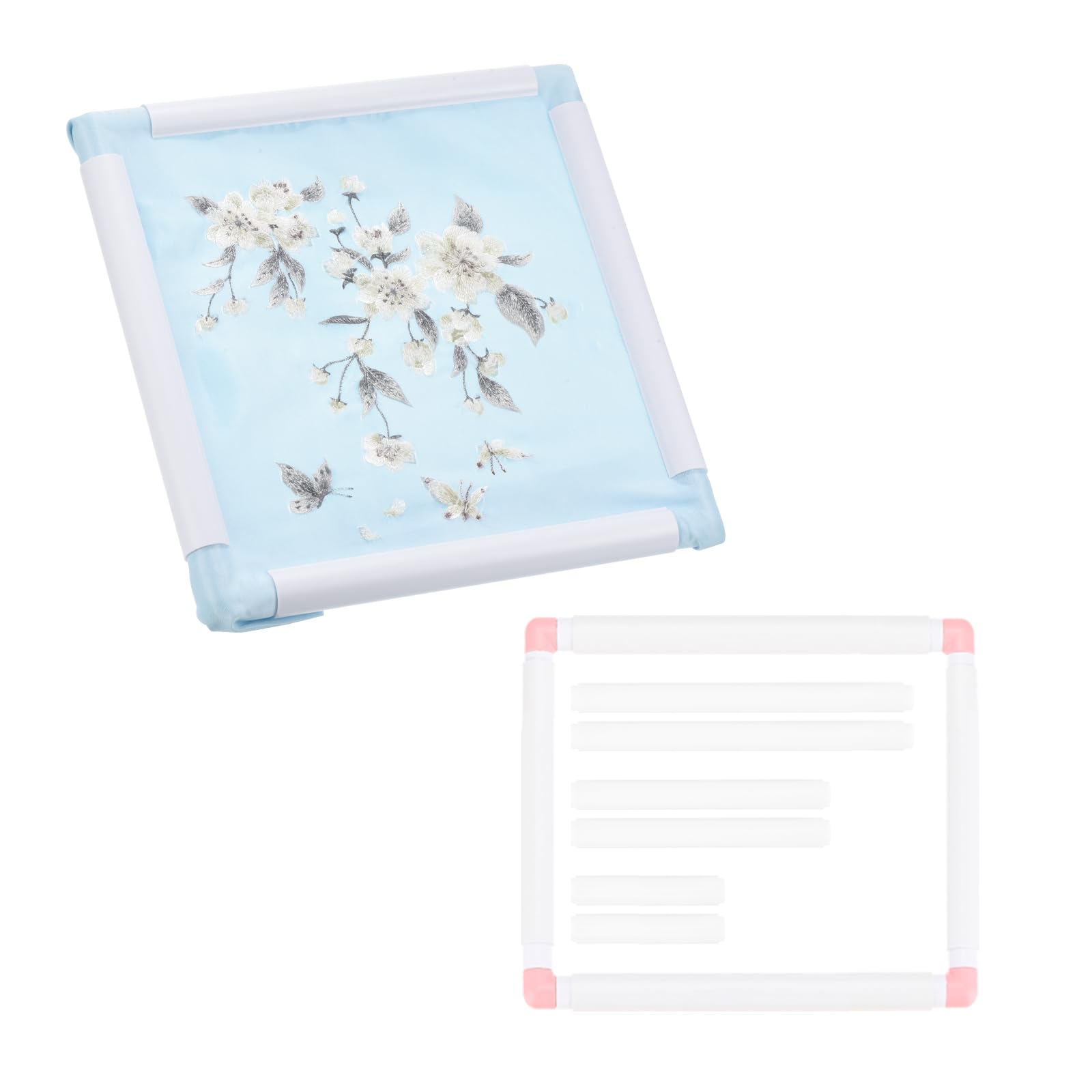 PATIKIL 5 in 1 17"x17",17"x11",11"x8" , 11" x6" ,8" x6" Square Embroidery Hoop Cross Stitch Hoops Frames Cross Stitch Hoop Embroidery Snap Frame DIY Sewing Tools, Pink