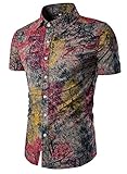 AIEOE Men's Fitted Shirt Open Collar Lightweight