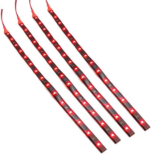 Alued 12" 30cm 15 SMD LED Car Flexible Waterproof Light Strip 12v (Pack of 4) (Red-4pcs)
