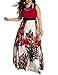 AMZ PLUS Womens Sleeveless Sling Print Long Swing Dress Red 3XL