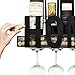 Gift Boutique Home Metal Wall Mounted Wine Rack and Glass Holder with Cork Storage Decorative Kitchen Hanging Bottle Glasses Shelf Stemware for Living Room Decor