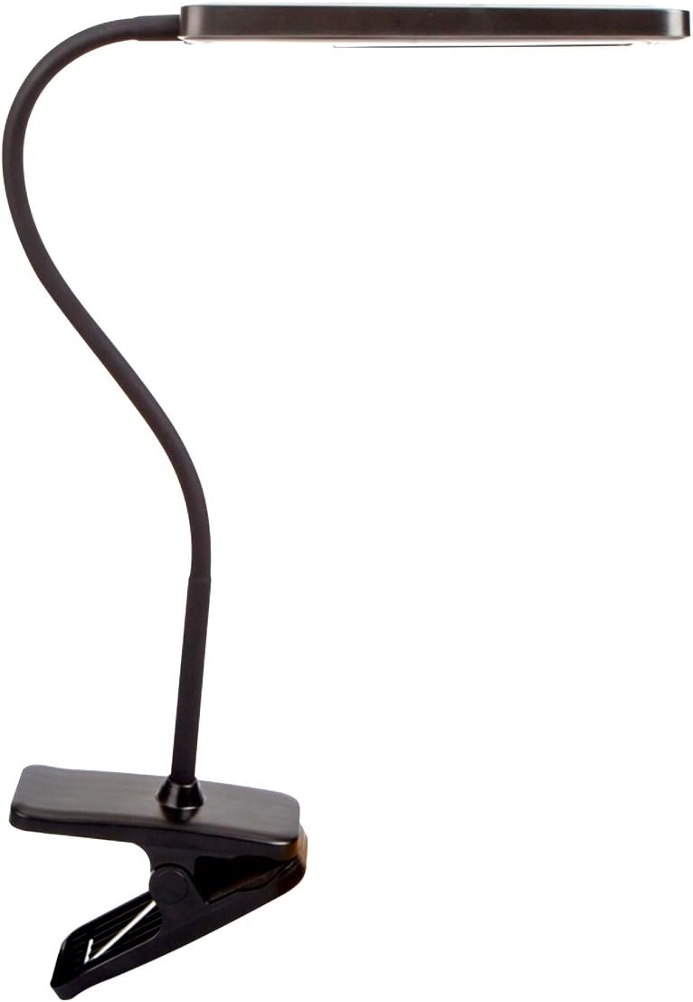 AYKEN Dimmable Eye-Care LED Clip table lamp w/ Extra Long Gooseneck & 3 Brightness Levels,for Headboard,Workbench,Studio,Desk,Bedside Reading & Task Lighting,Black.