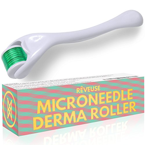 Derma Roller by Rveuse (.25mm) with TITANIUM micro needles - Facilitate EXFOLIATION of the skin, Serum Absorption - Safe HOME skin care BEAUTY routine for facial refresh